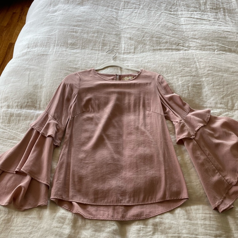 Pink Ruffle Sleeve Top